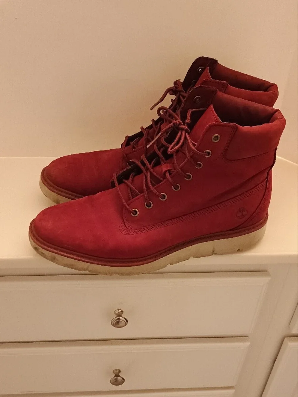 Timberland Kenniston Red Maroon Moto Lace Up Genuine Nubuck Leather Boots